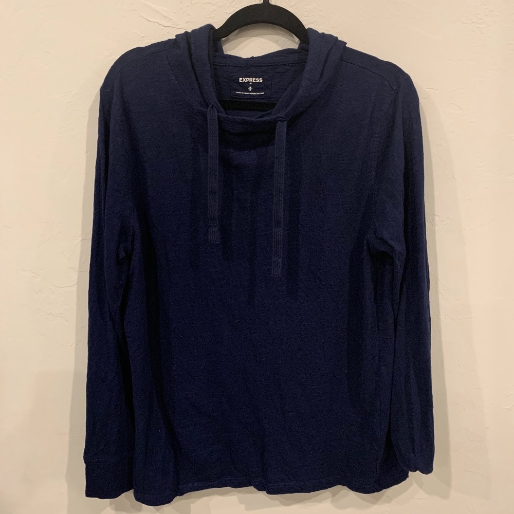 Men's Express Navy Thin Drawstring Hoodie Size M